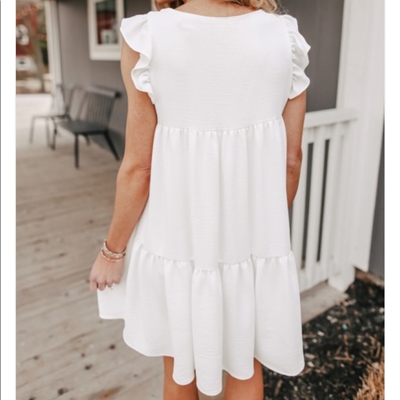 3 for $25 Everly Ivory Tiered Babydoll Dress - Picture 2 of 5